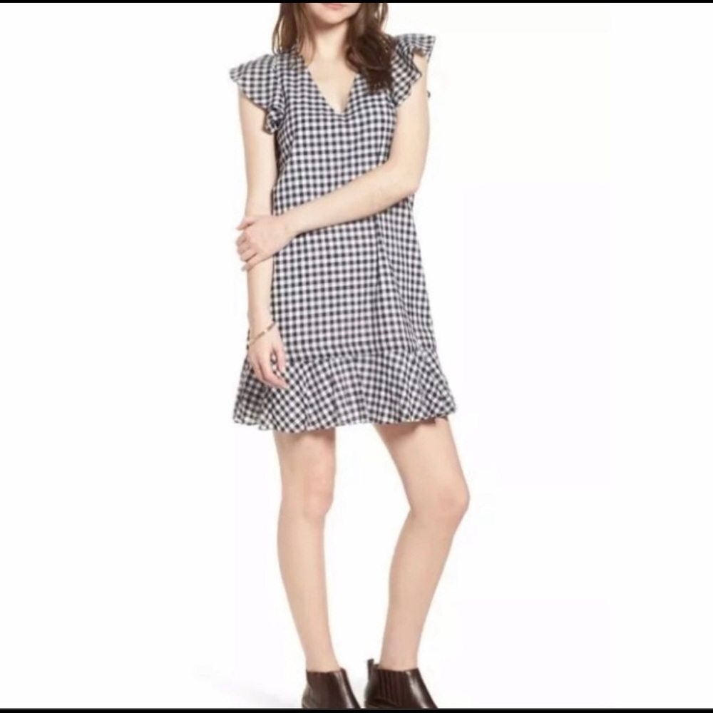 Madewell Gingham Check Flutter Sleeve Casual Dress - image 1